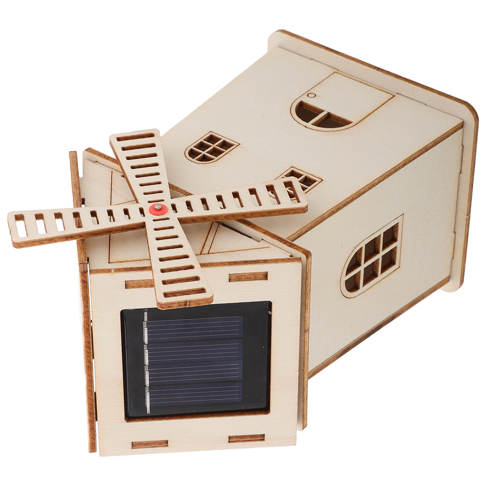 Renewable Energy For Kids - Unfinished Wooden Solar Powered Windmill Ornament